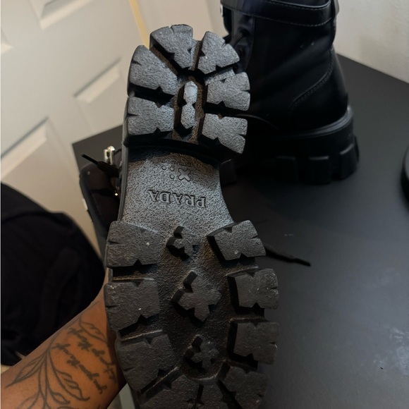 Prada Black Combat Boots with Detachable Pouch - Picture 3 of 3